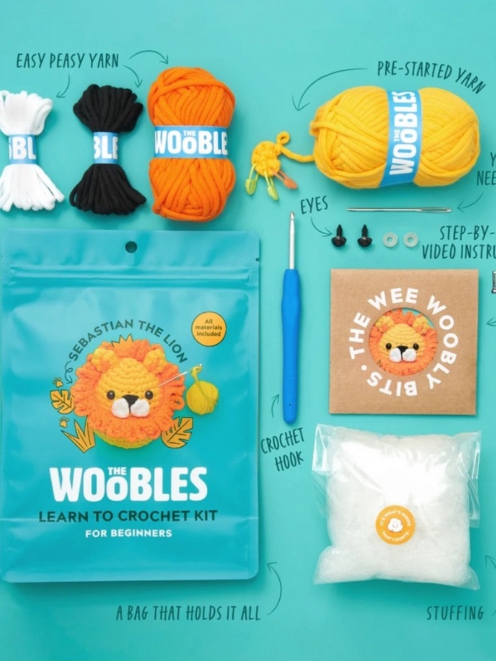 The Woobles Sebastian the Lion Crochet Kit - Picture 4 of 4